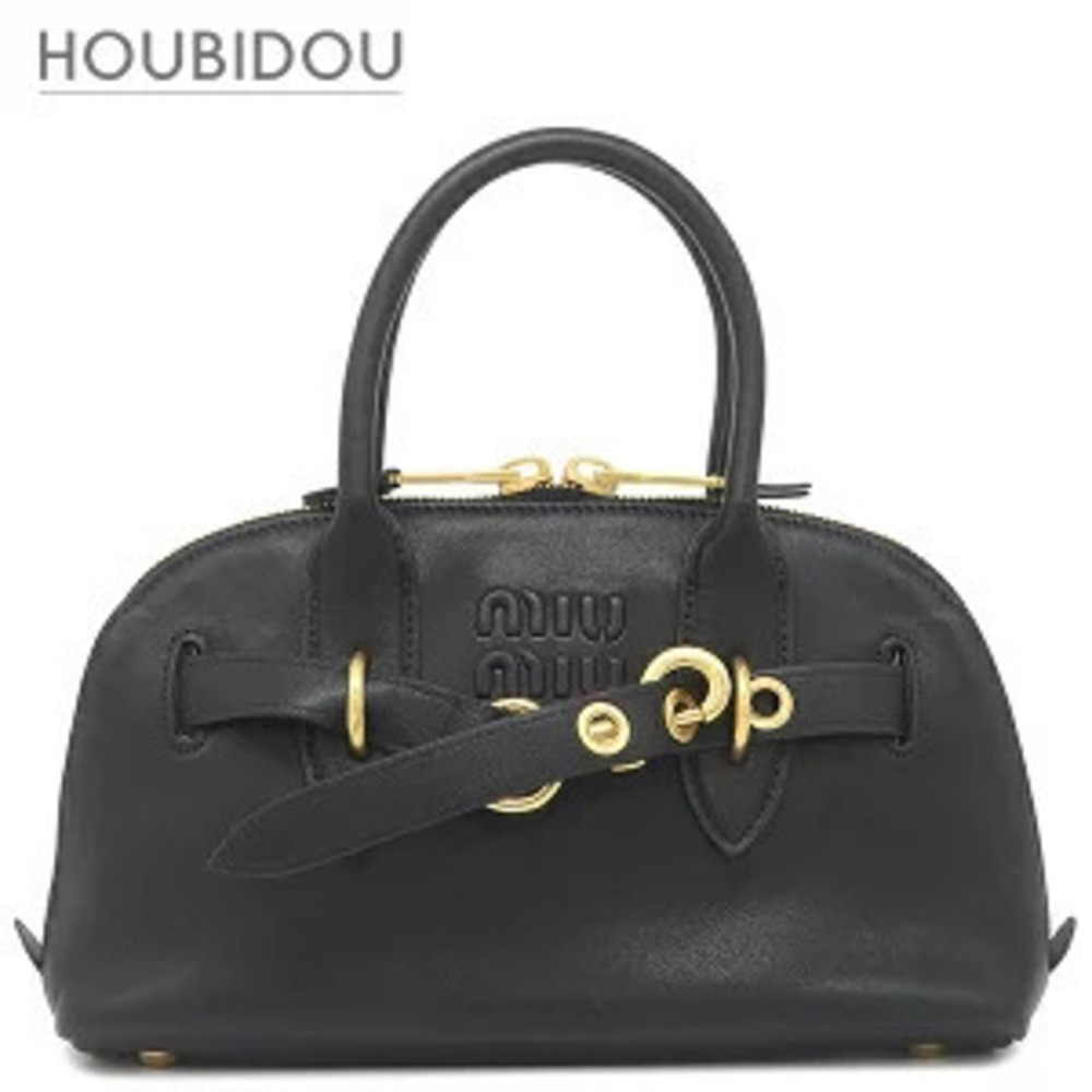 Miu Miu Bag Adventure Top Handle Sheepskin Black Handbag Shoulder